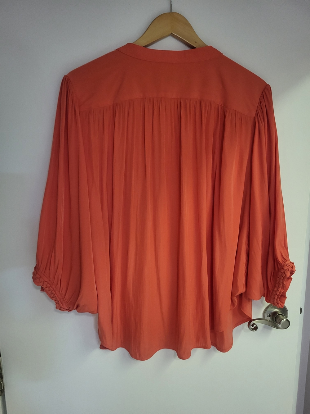 Chico's Bright Orange/Coral V-Neck Braided-Trim Top - Picture 9 of 10